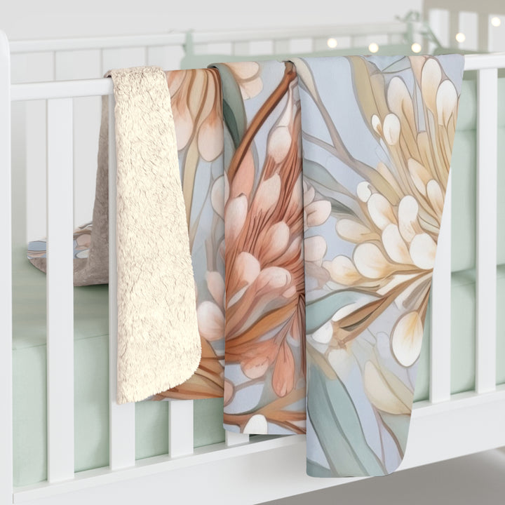 Serenity Floral Sherpa Fleece Blanket – Cozy Soft Throw for Home, Travel & Gifts