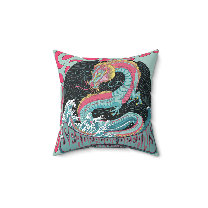 Spun Polyester Square Pillow - Sea Dragon Dreams