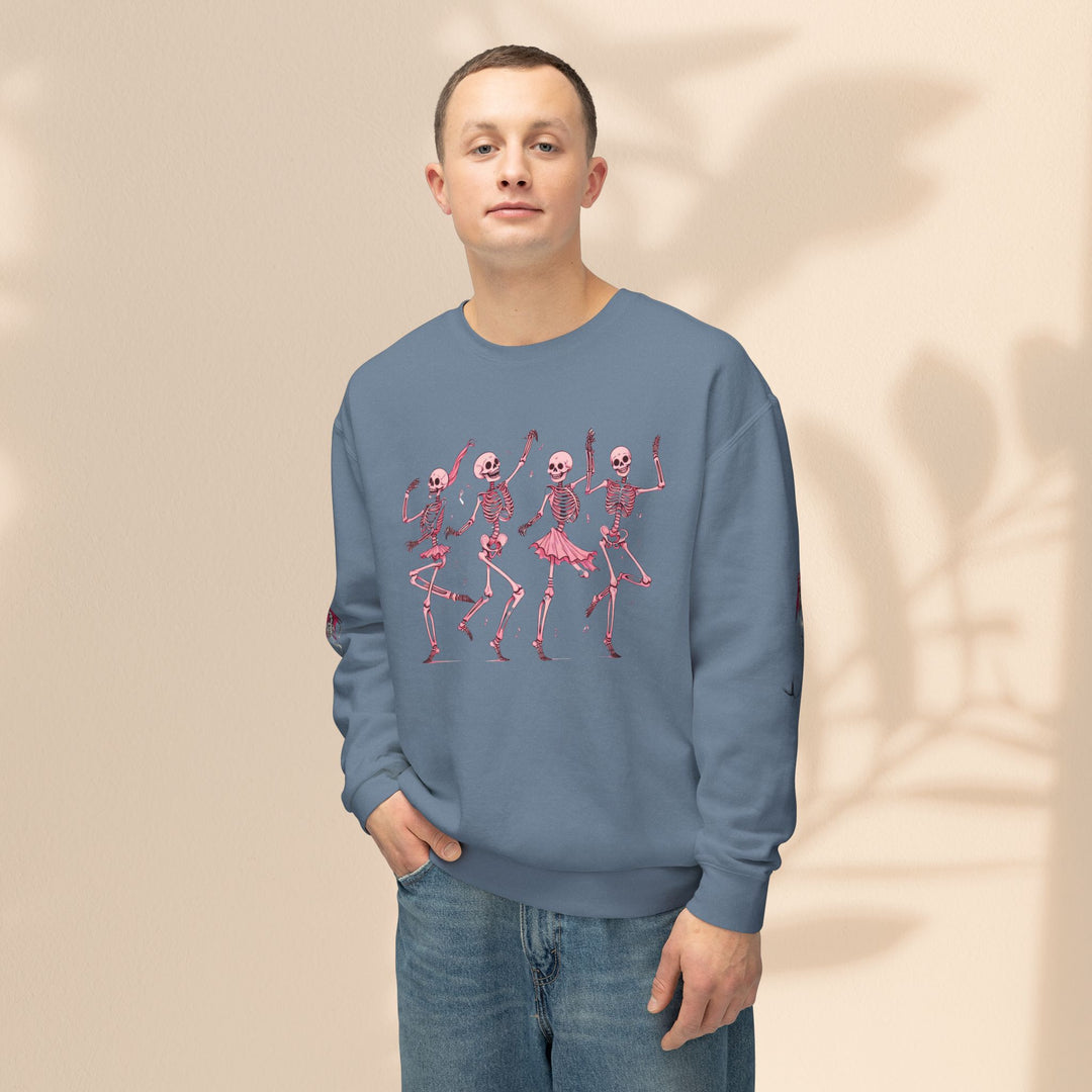 Unisex Lightweight Crewneck Sweatshirt - Dancing Skeletons