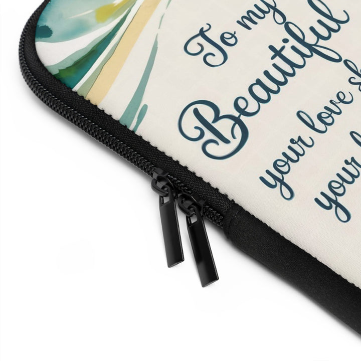 Beautiful Mother Laptop Sleeve - Inspirational Gift for Mom, Beach Design, Protective Case