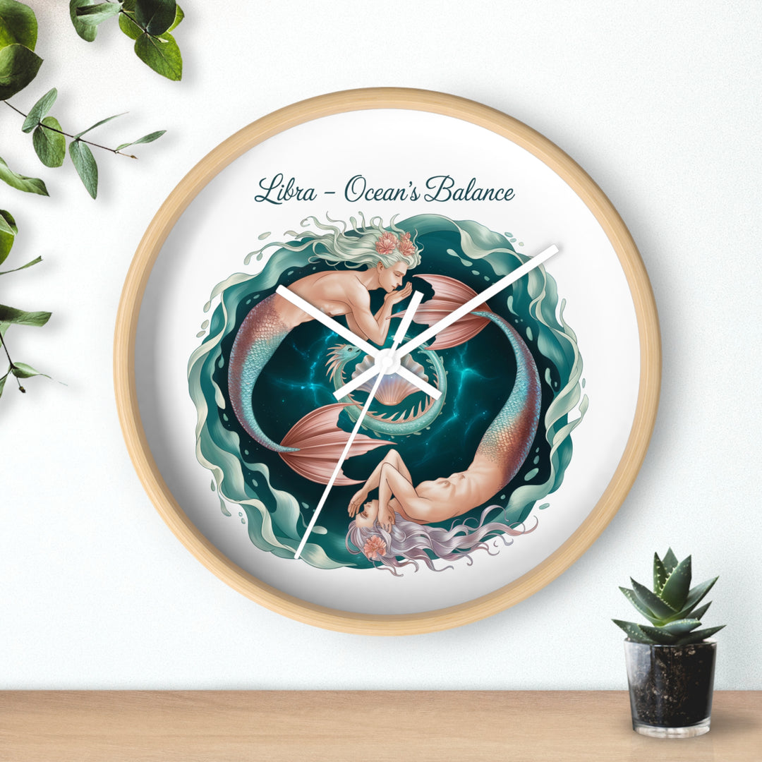 Wall Clock — Libra "Ocean's Balance" Mermaid Zodiac Clock