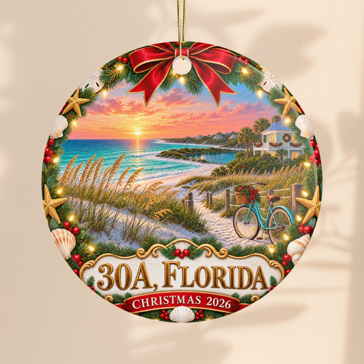 30A Florida Christmas 2026 Ceramic Ornament