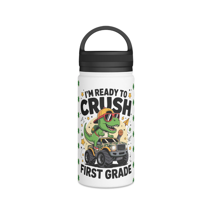 First Grade Dino-Themed Stainless Steel Water Bottle, Perfect for Kids, Back to School, First Grade, Eco-Friendly