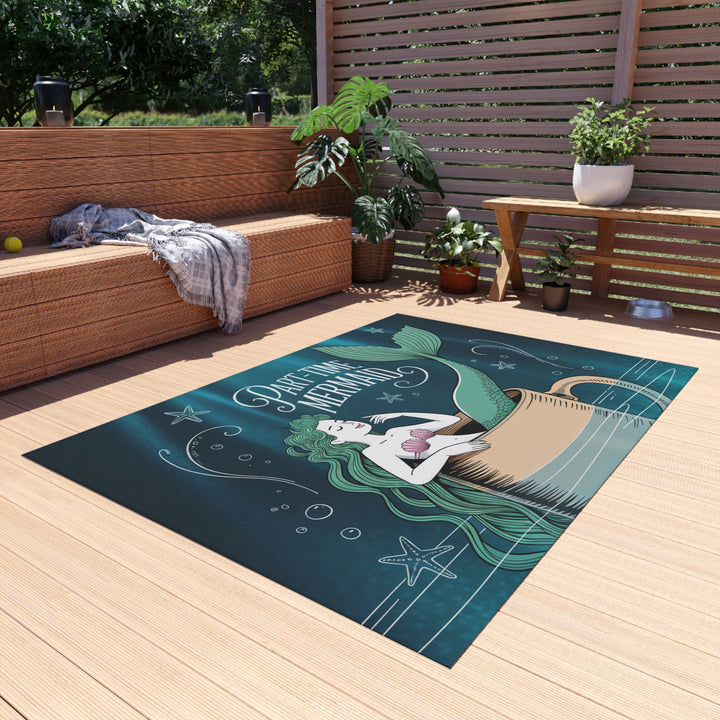 Outdoor Rug - Part-Time Mermaid Coastal Decor Beach House Mat