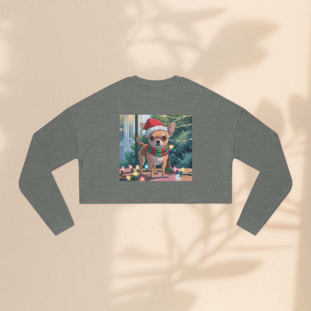 Festive Chihuahua Cropped Sweatshirt, Holiday Sweatshirt