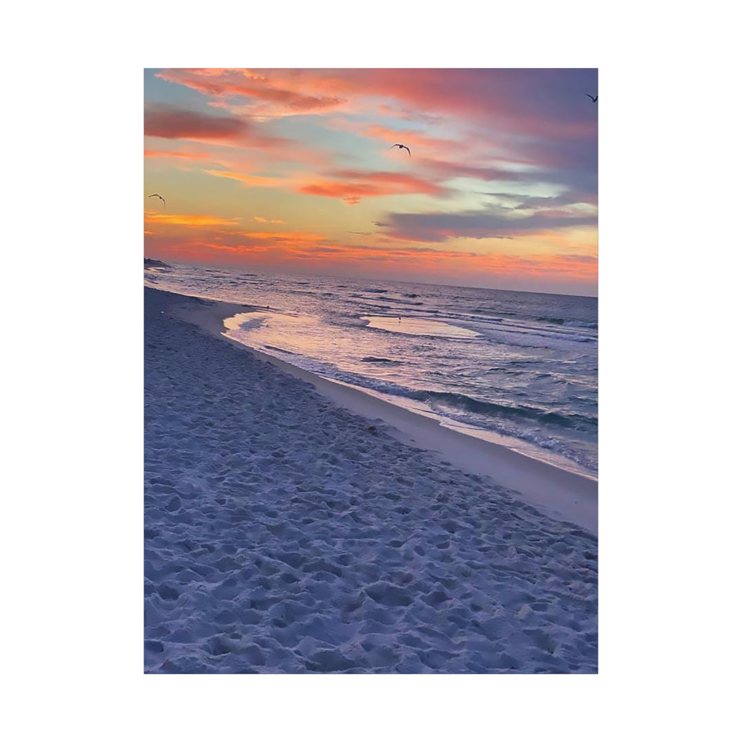 Sunset Beach Matte Stretched Canvas Print
