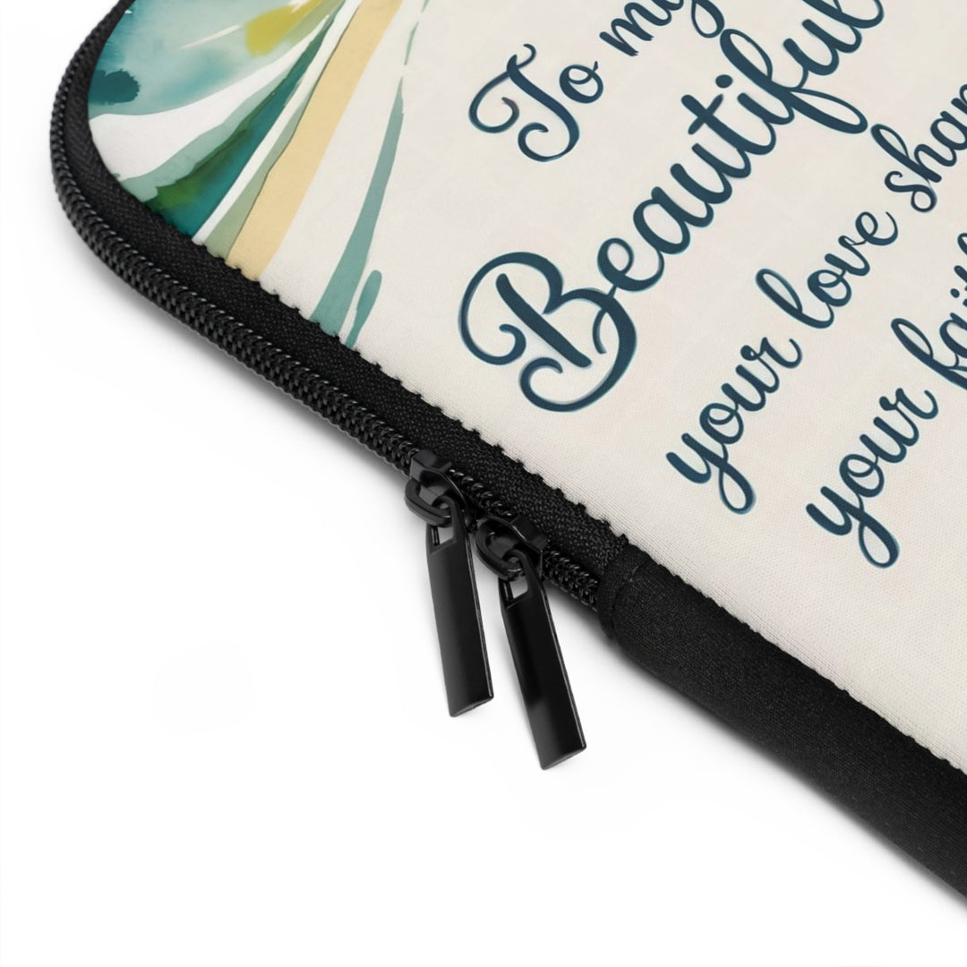 Beautiful Mother Laptop Sleeve - Inspirational Gift for Mom, Beach Design, Protective Case