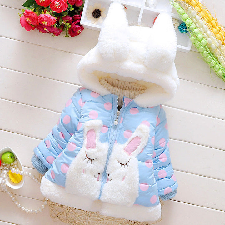 Girls’ Bunny Polka-Dot Padded Winter Coat