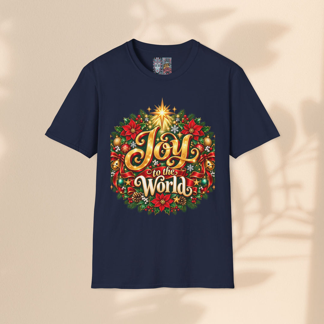 Joy to the World Christmas T-Shirt — Festive Wreath Holiday Tee