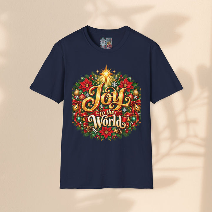 Joy to the World Christmas T-Shirt — Festive Wreath Holiday Tee