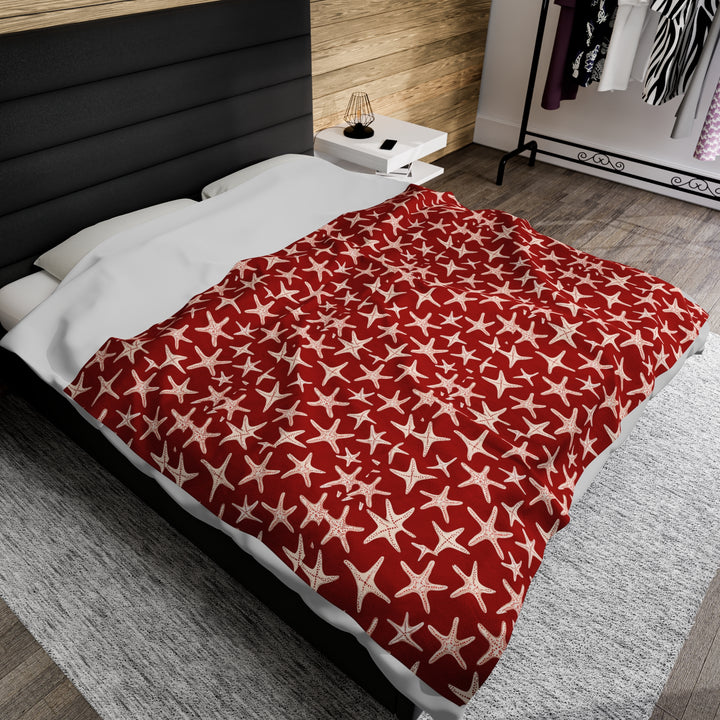 Velveteen Plush Blanket - Red Stars