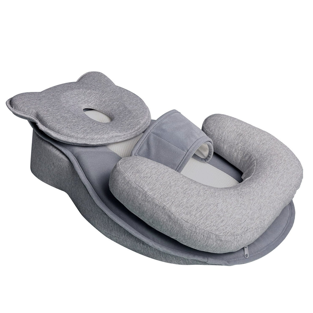 Sea Dragon Dreams grey inclined baby feeding pad with head support and ergonomic nursing cushion for comfortable support.