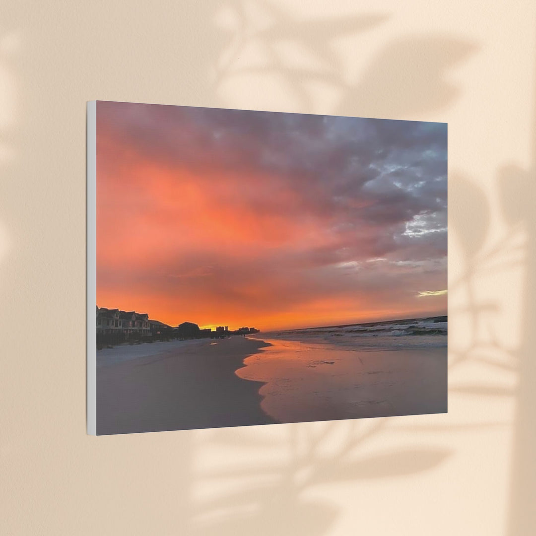 Sunset Beach Satin Stretched Canvas Wall Art
