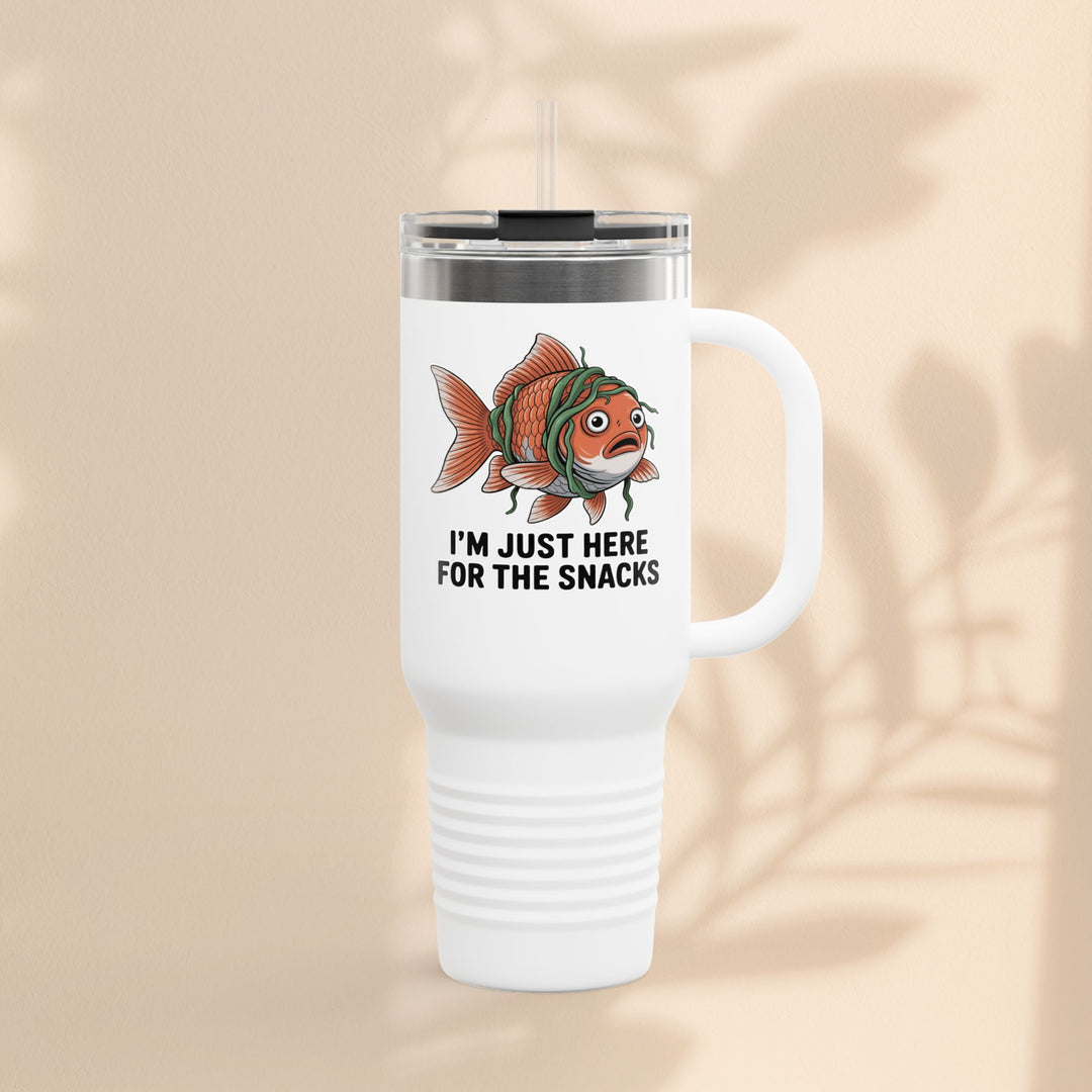 Funny Insulated Travel tumbler - 40oz, Snack Lover Gift, Fish Design Mug, Personalized Gifts for Him