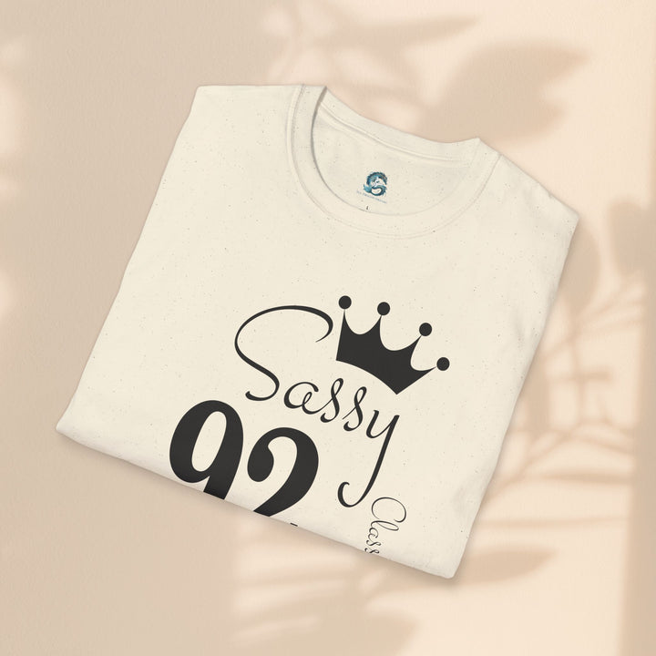 Sassy age 92 Fabulous T-Shirt | Fun Birthday Gift, Trendy Casual Wear, Statement Tee, Women's Fashion, Stylish Graphic Tee