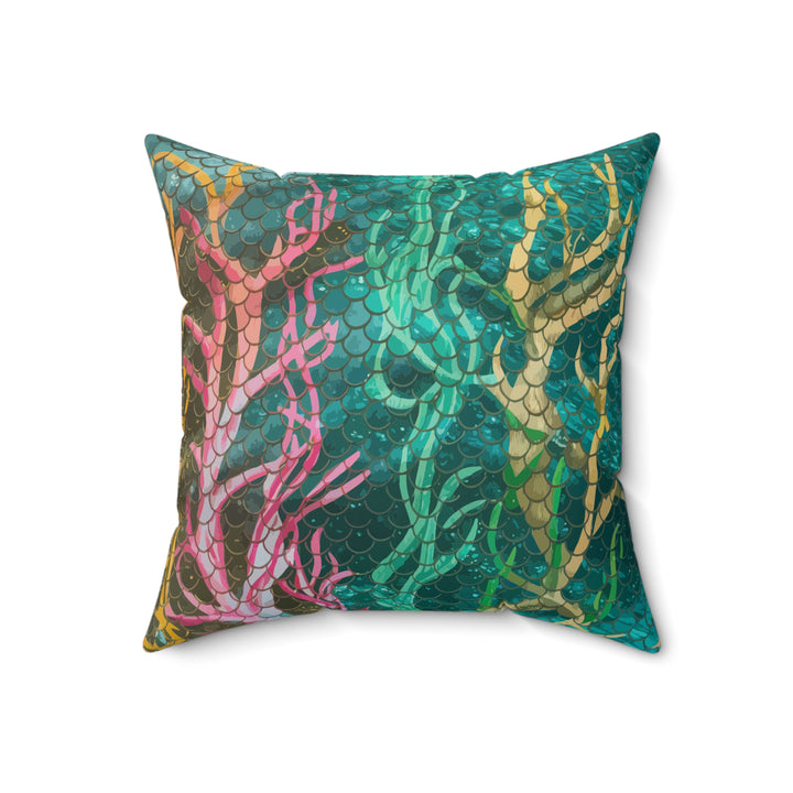 Mermaid Scale Net Faux Suede Square Pillow