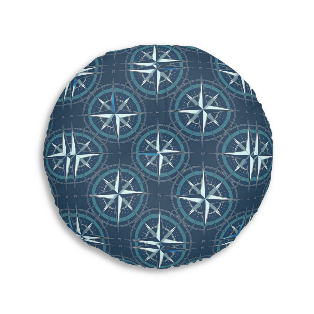 Compass Tufted Floor Pillow, Round