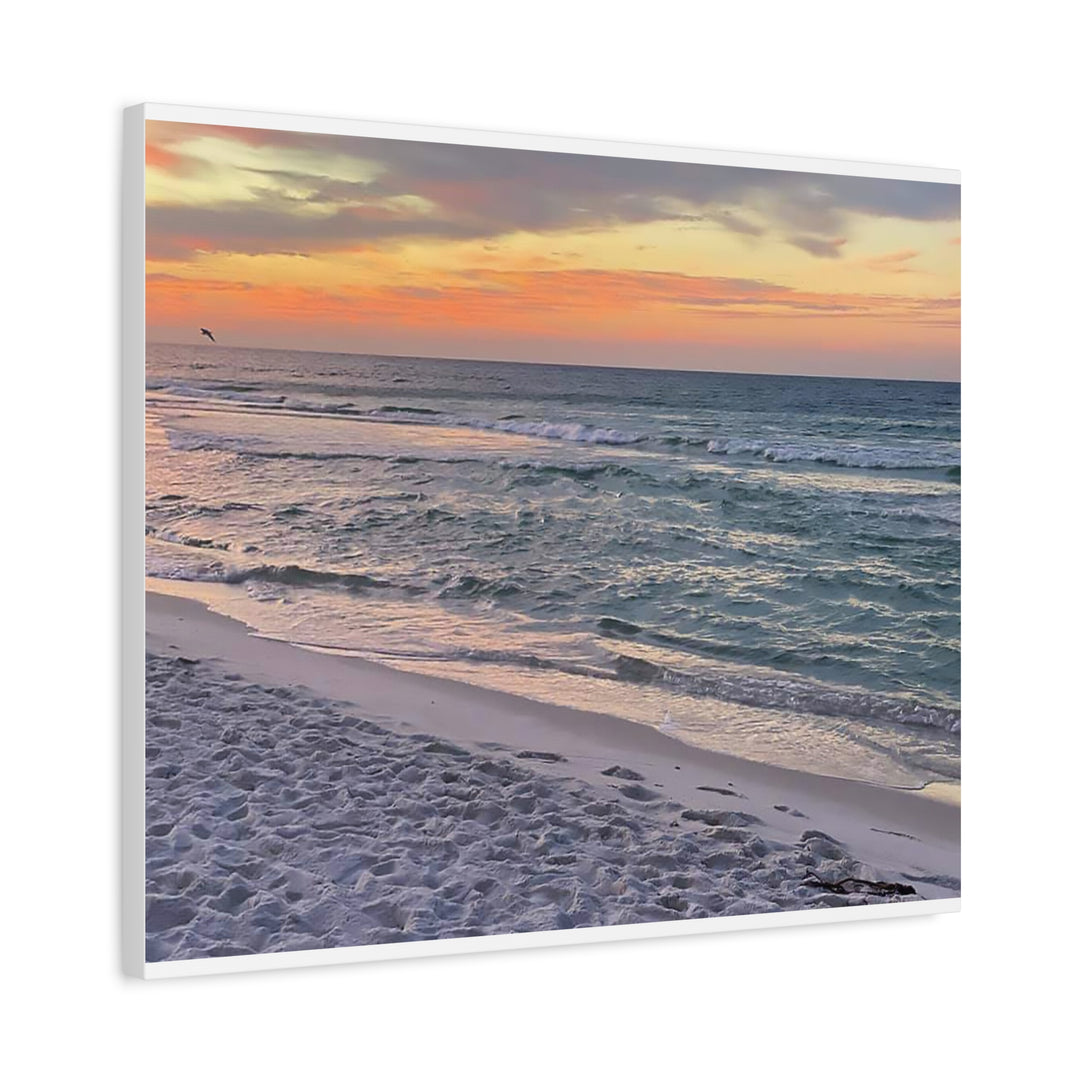 Sunset Beach Matte Stretched Canvas Wall Art