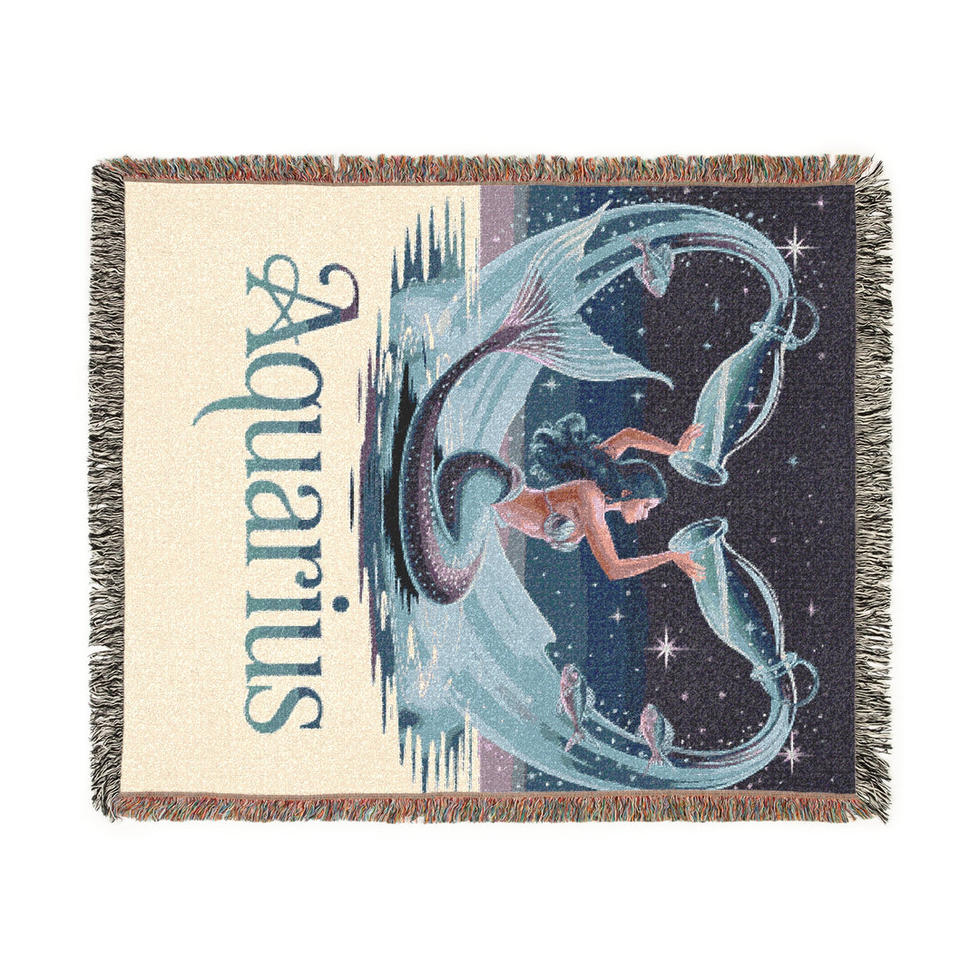 Aquarius Woven Blanket – Cozy Zodiac Throw, Astrology Home Décor & Personalized Gift for Horoscope Lovers