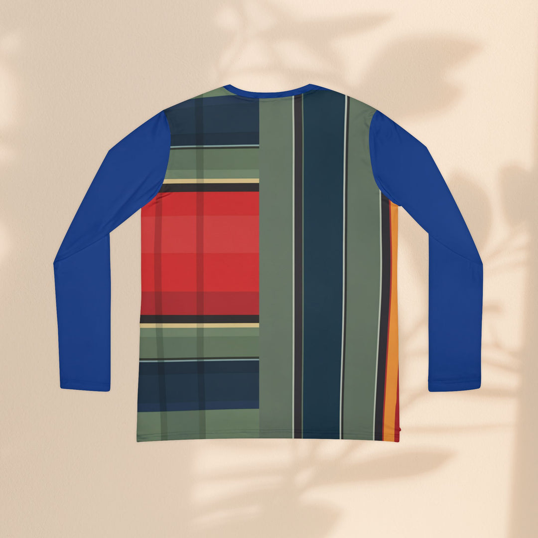 Striped Colorblock V-Neck Long Sleeve Shirt — Women's Stylish Casual Top