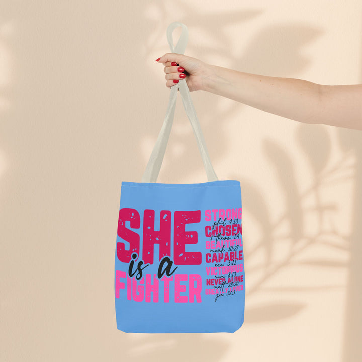 Tote Bag - She Is A Fighter Strong Affirmation Scripture Reference