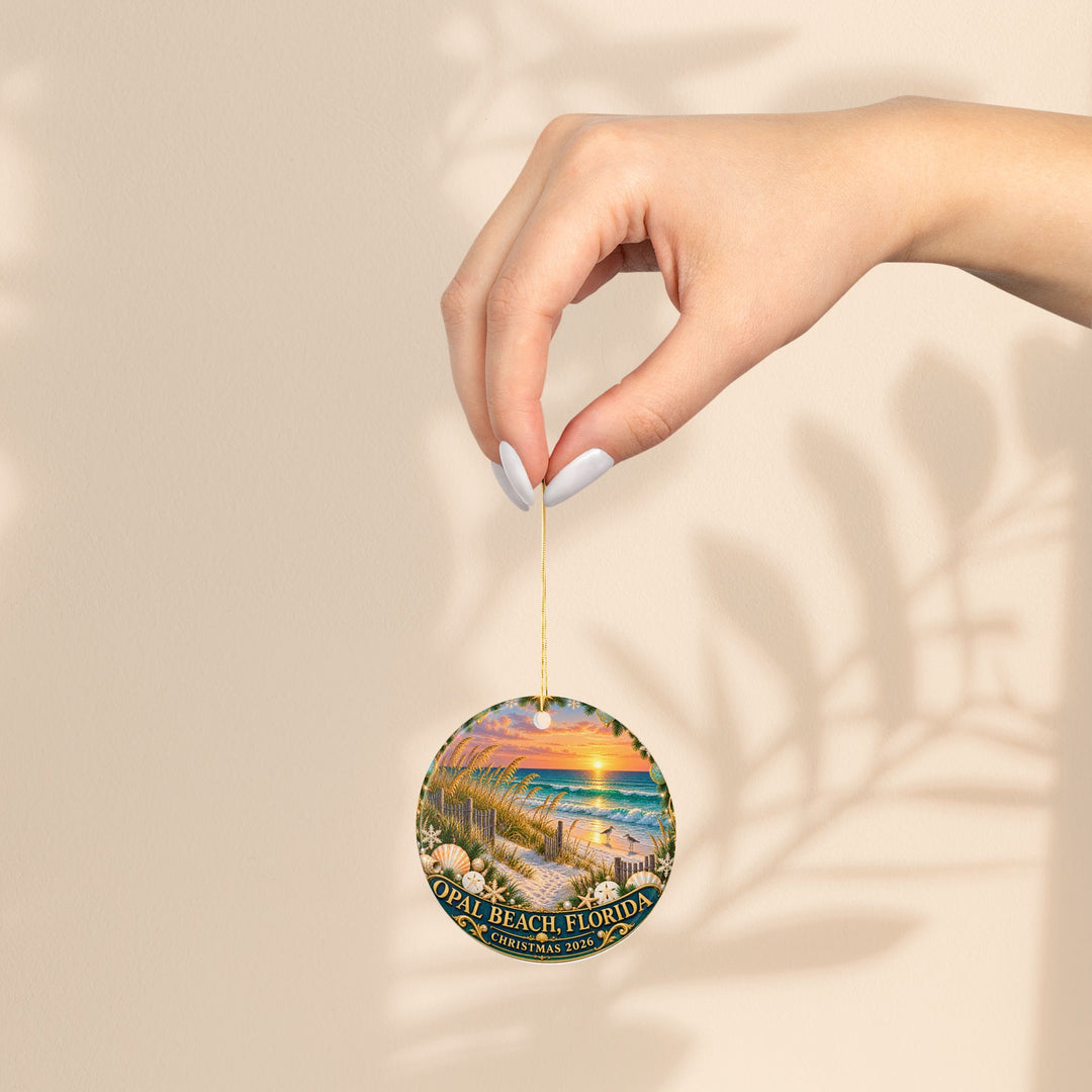Opal Beach Florida Christmas 2026 Ceramic Sunset Ornament