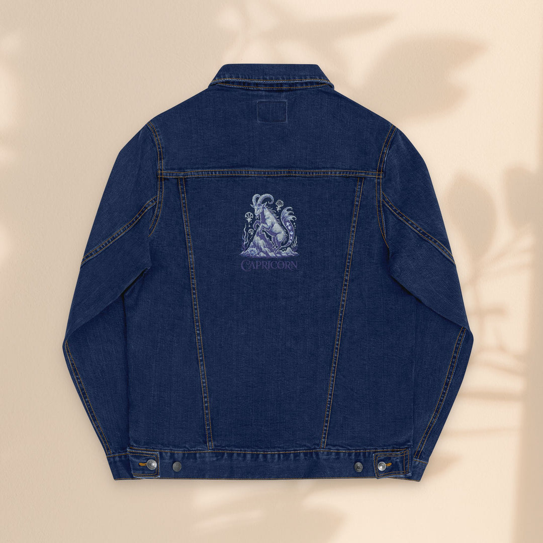Capricorn Embroidery Denim Jacket – Trendy Unisex Casual Wear & Zodiac Gift