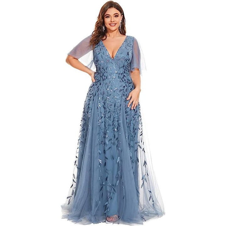Plus-Size Sequin Fishtail Dress – Red Christmas Party Gown