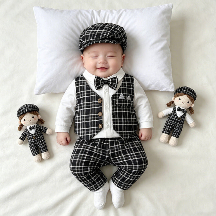 Children’s Plaid Vest and Trousers 3-Piece Formal Set