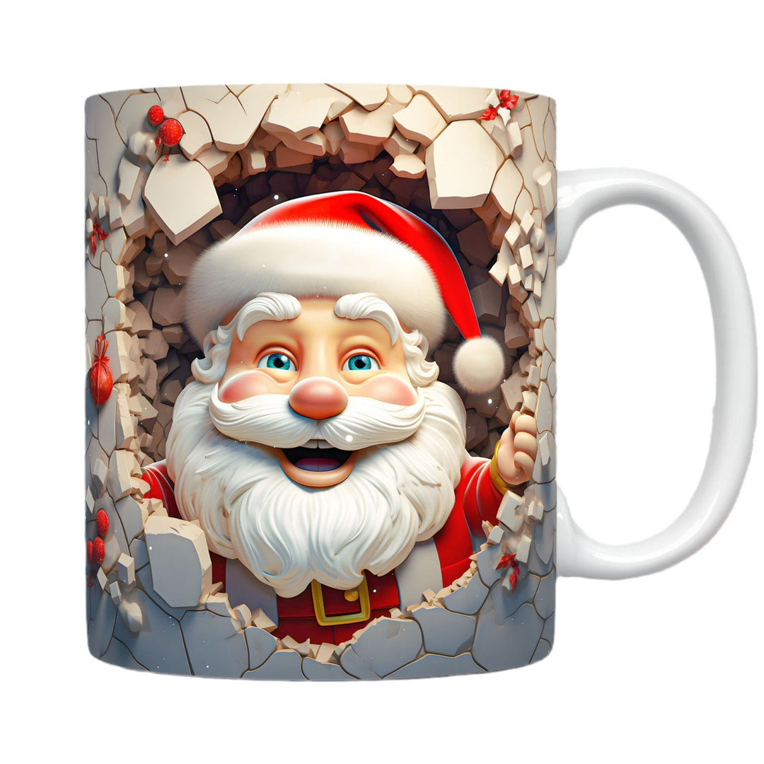 3D Christmas Ceramic Mug – Santa and Snowman Designs