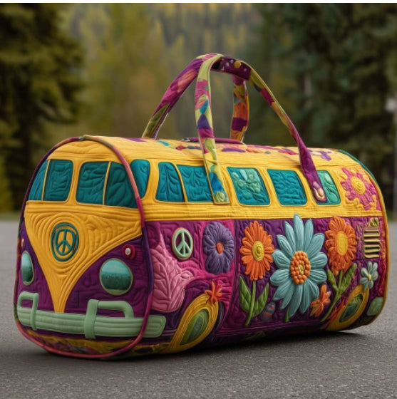 Quilted Embroidered Weekender Tote and Fitness Bag