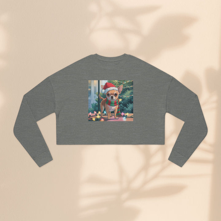 Festive Chihuahua Cropped Sweatshirt, Holiday Sweatshirt