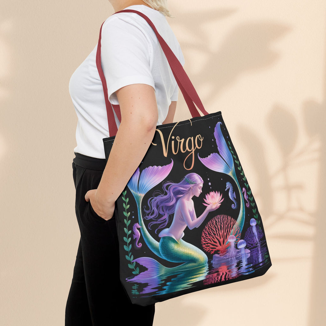 Virgo Mermaid Tote Bag, Virgo Gift, Zodiac Bag, Sea Creature Style, Ocean Lover Accessory, Birthday Present