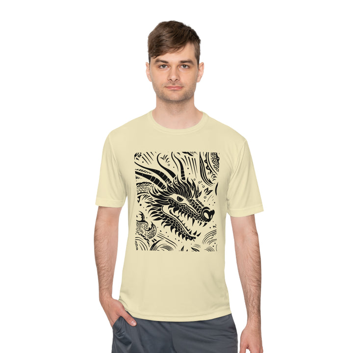 Unisex Moisture Wicking Tee - Dragon Black and White