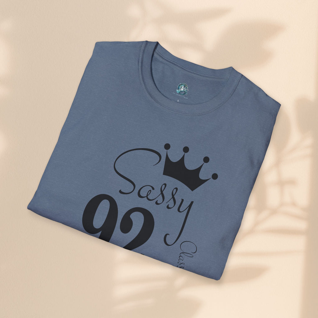 Sassy age 92 Fabulous T-Shirt | Fun Birthday Gift, Trendy Casual Wear, Statement Tee, Women's Fashion, Stylish Graphic Tee