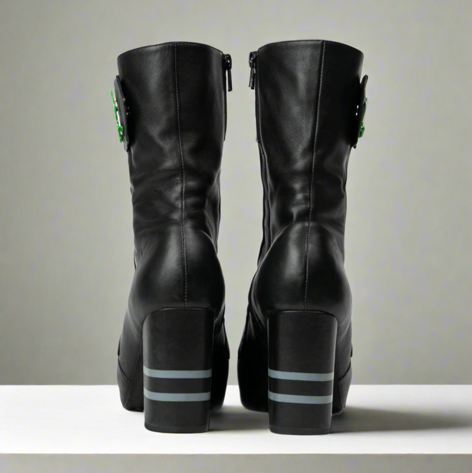 Michaela V Marta Black Leather Knee-High Boots