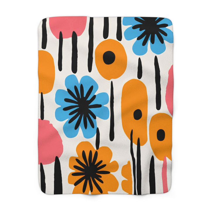 Mod Flowers Sherpa Fleece Blanket – Cozy Floral Plush Throw for Home & Gifts
