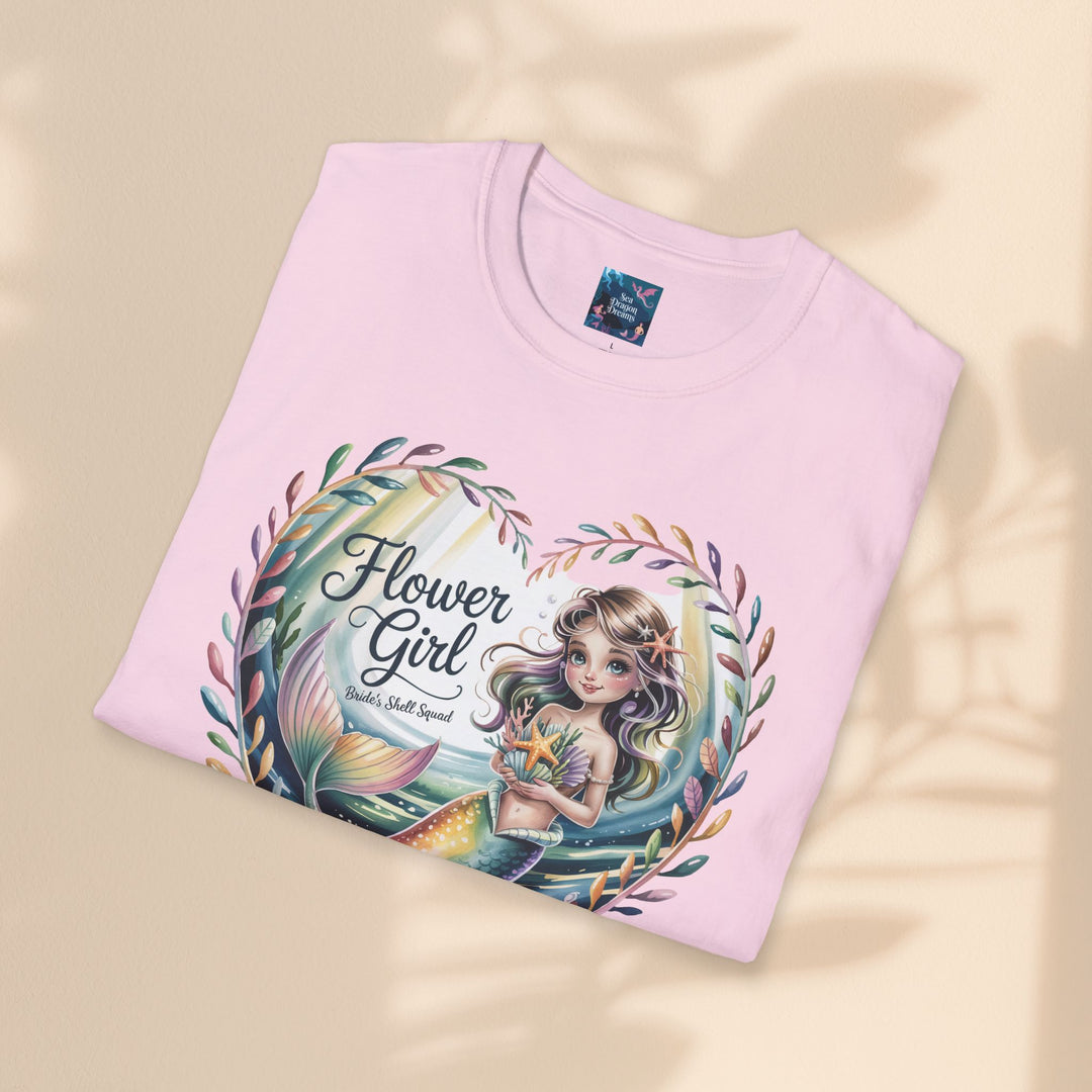 Flower Girl T-Shirt, Cute Flower Girl Apparel, Wedding Gift, Kids Birthday, Girly T-Shirt, Mermaid Design, Special Occasion
