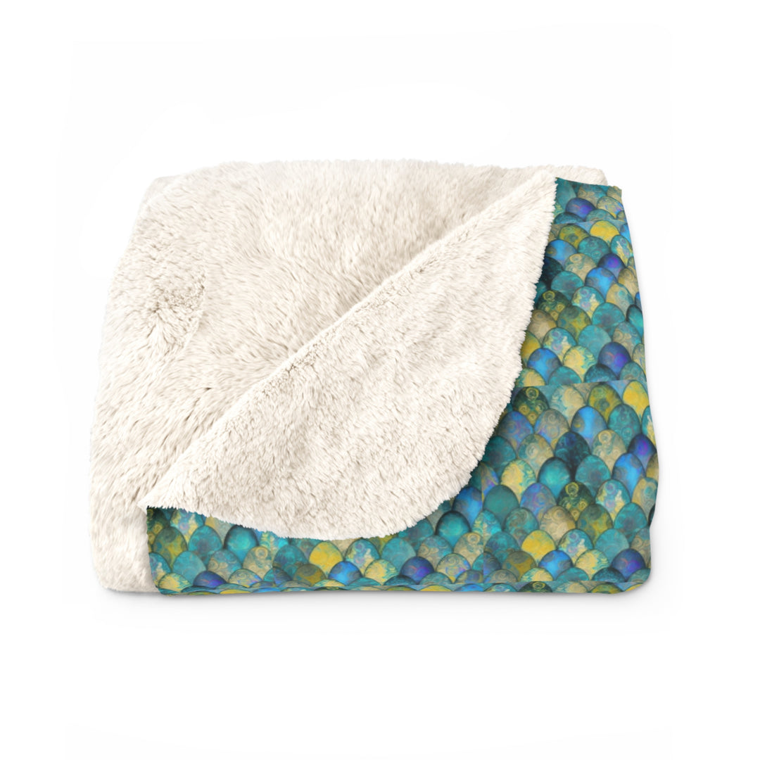 Mermaid Scale Sherpa Fleece Blanket – Cozy Soft Throw for Home & Holiday Gifts