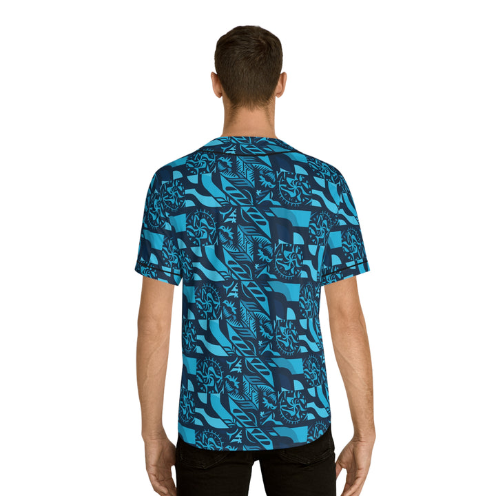 Men's Baseball Jersey (AOP) - Tribal Blue