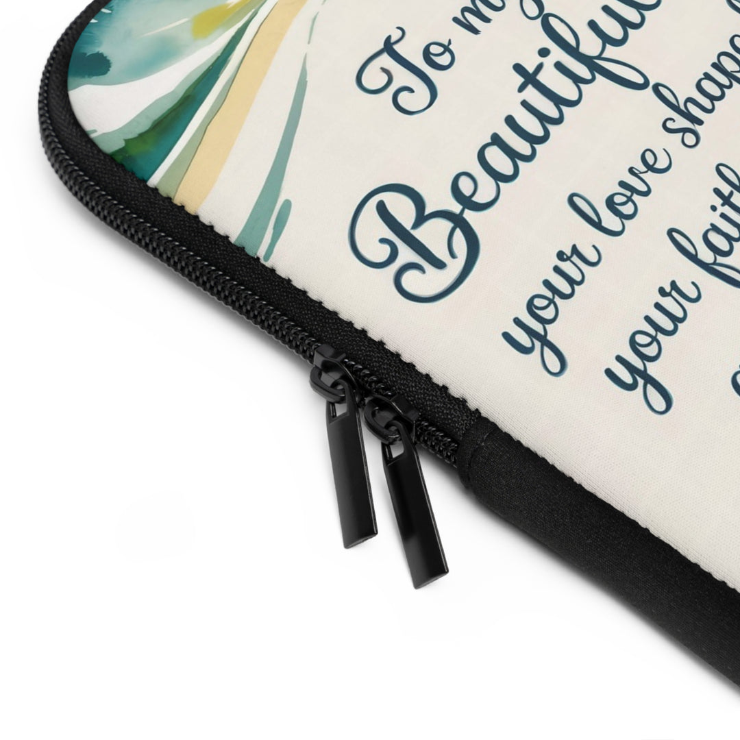 Beautiful Mother Laptop Sleeve - Inspirational Gift for Mom, Beach Design, Protective Case