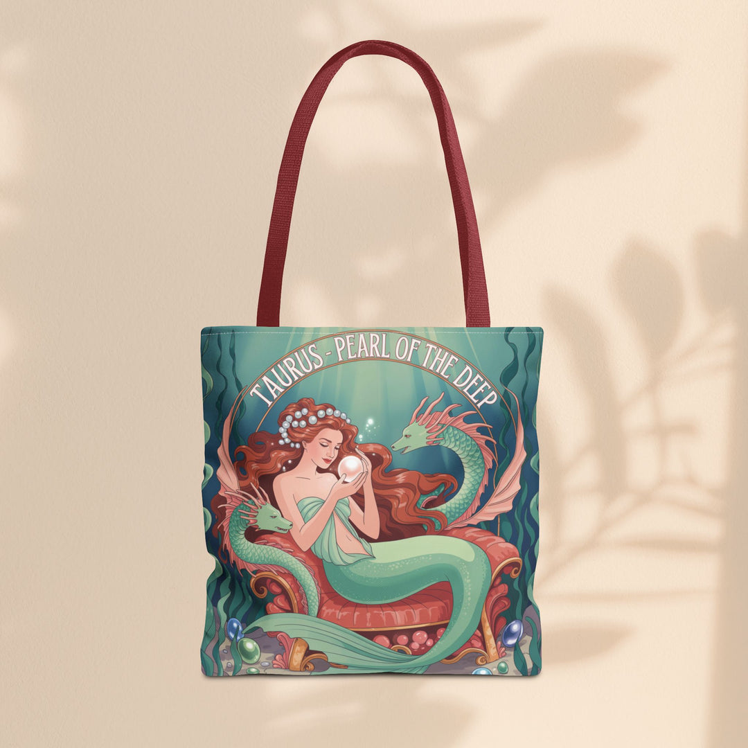 Taurus Mermaid Tote Bag, Taurus Zodiac, Ocean Lover Gift, Beach Accessory, Astrology Decor, Unique Shopping Bag