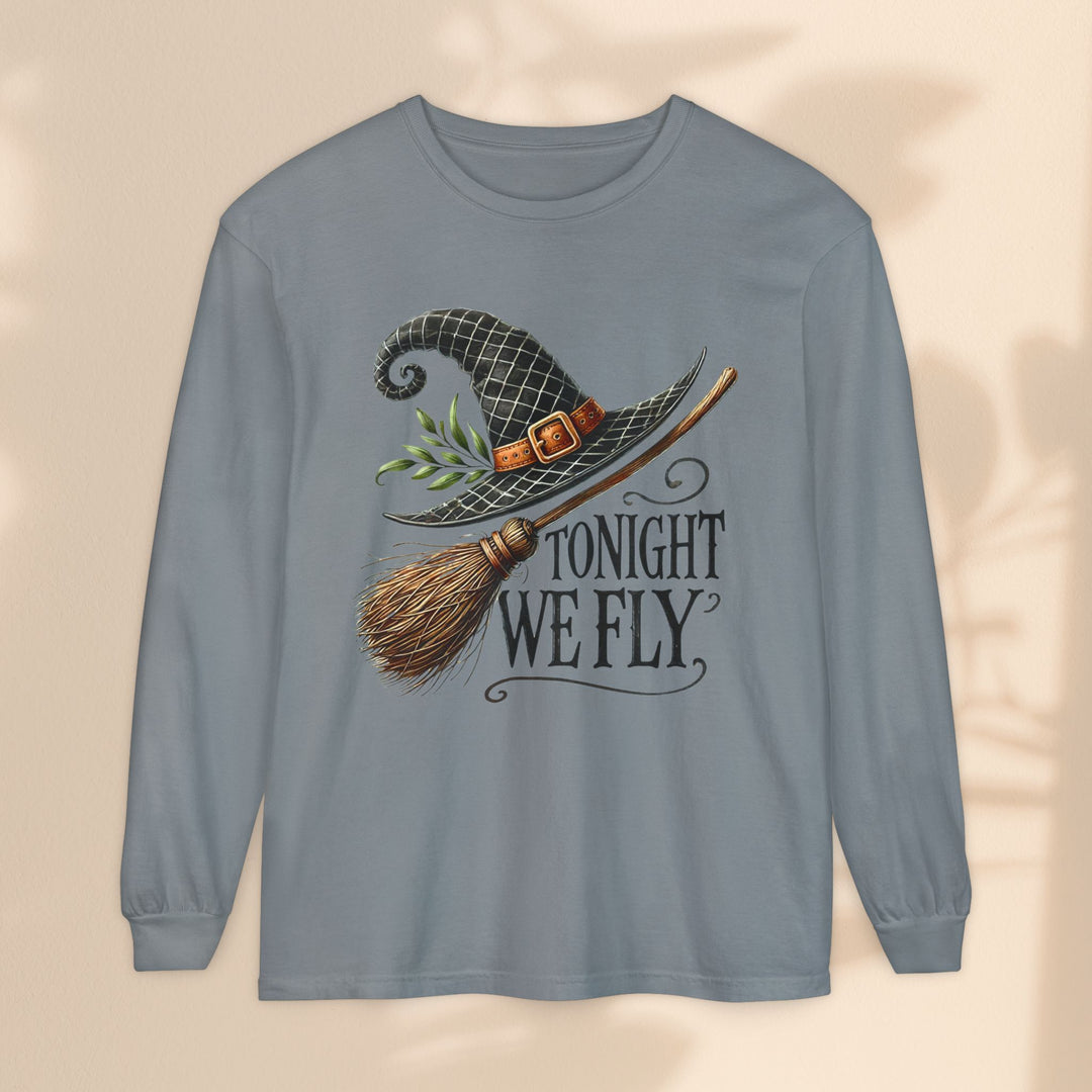 Tonight We Fly - Whimsical Witch Halloween Long Sleeve T-Shirt