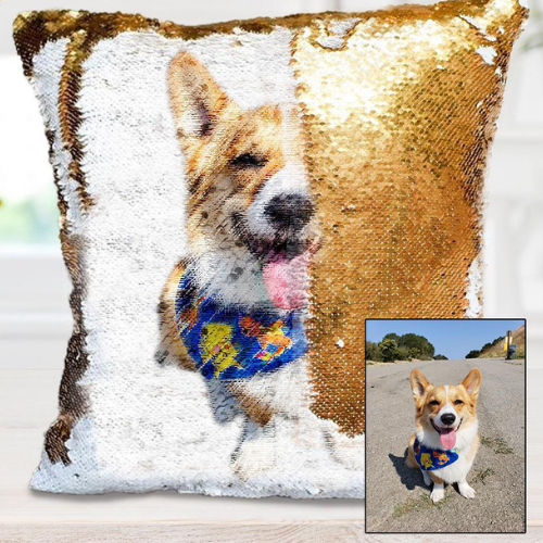 Custom Photo Sequin Cushion Cover