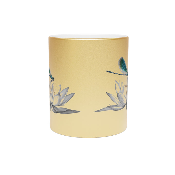 Metallic Mug (Silver\Gold) - Dragonfly