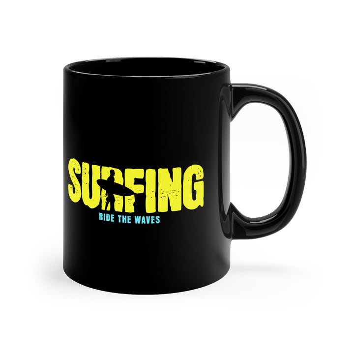 Black Coffee Mug, 11oz - Surfing