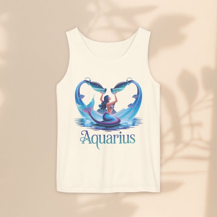 Aquarius Unisex Garment-Dyed Tank Top, Zodiac Apparel, Astrology Gift, Summer Outfit, Festival Wear, Birthday Gift