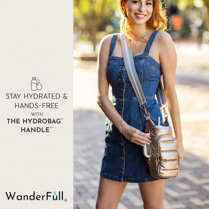HydroBag® HANDLE®- Gold Shiny with Vegan Leather Trimmed Solid Strap