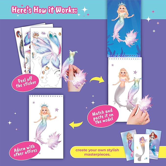 Mermaid Dress-Up Sticker Activity Book for Kids Ages 5+