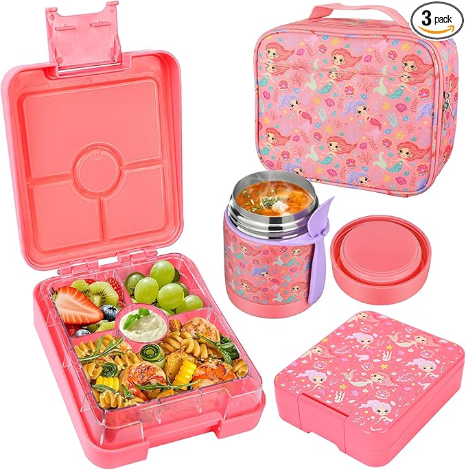 Mermaid Bento Lunch Box Set With 10-Ounce Food Jar